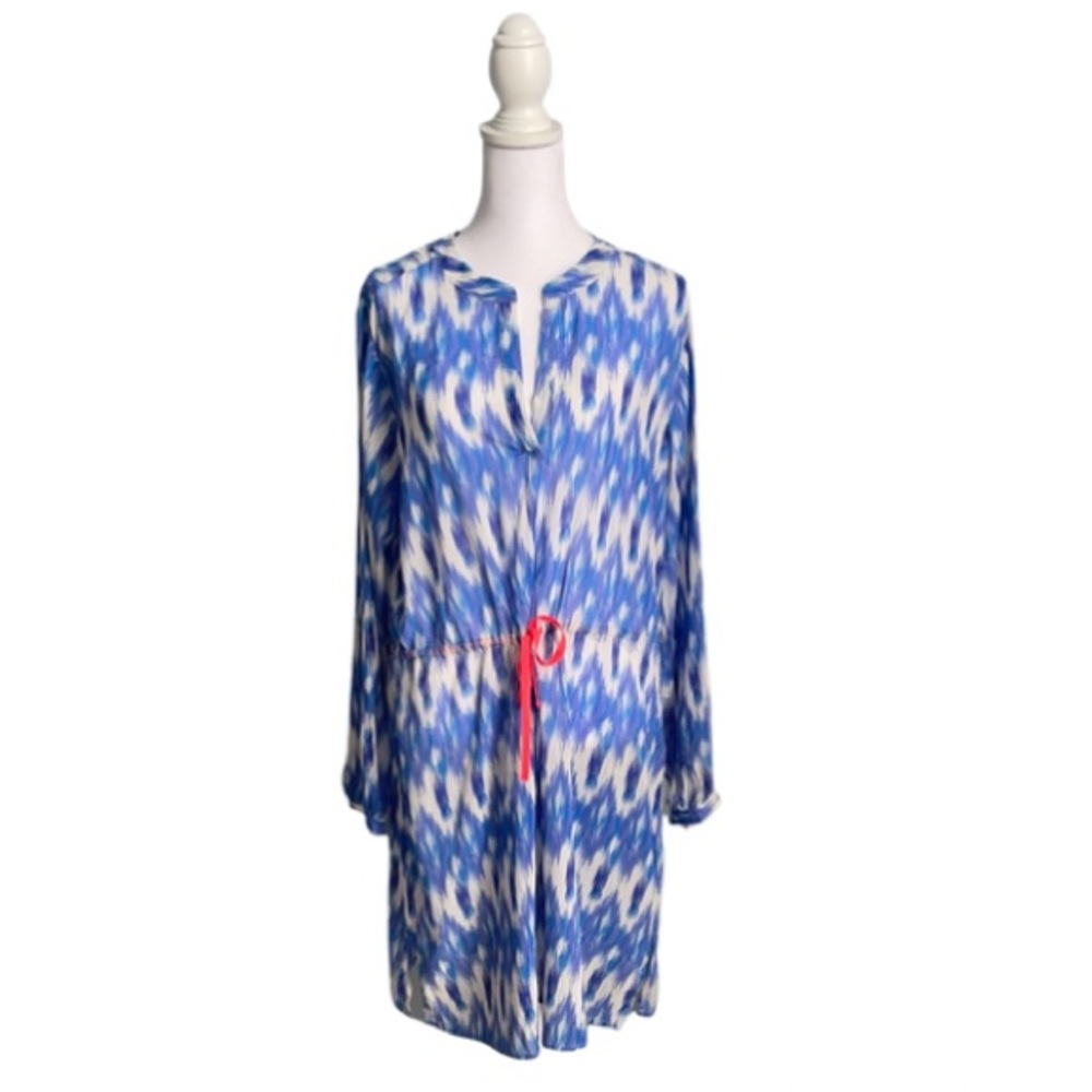Shoshanna Blue Printed V-Neck Swim Coverup